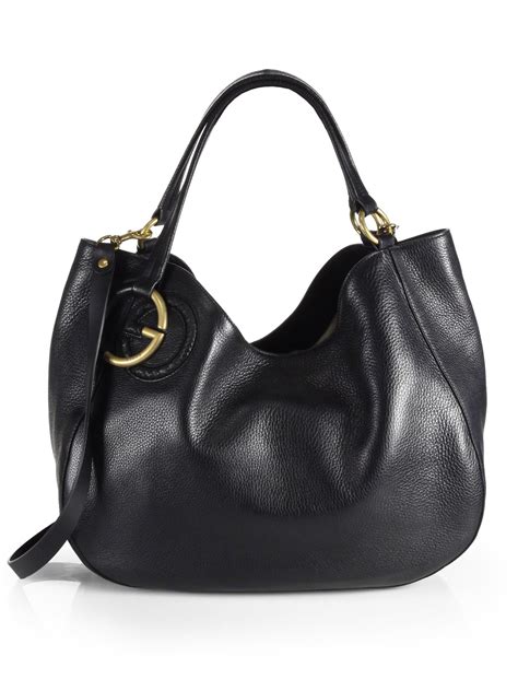 gucci schwarze ledertasche|Gucci shoulder bag.